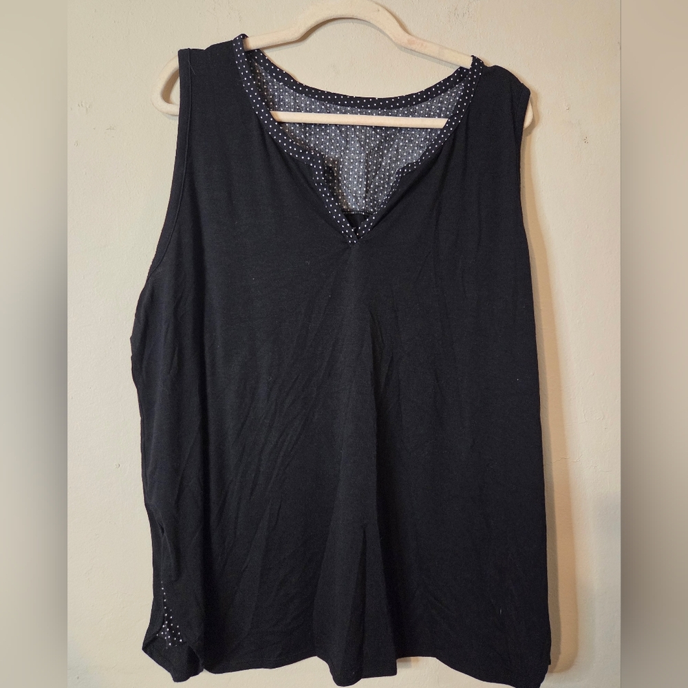 Lane Bryant Black and White Dotted Tank Top